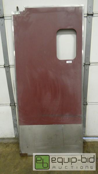 lot 524 image: Used Maroon Kitchen Door With Stainless Kick Plate