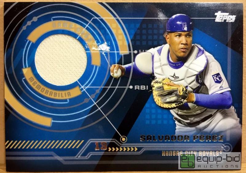 lot 1005 image: SALVADOR PEREZ 2014 TOPPS TRAJECTORY GAME USEDWORN JERSEY KANSAS CITY ROYALS WOLD SERIES MVP