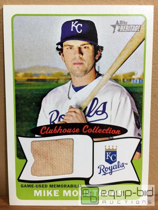 lot 1006 image: MIKE MOUSTAKAS 2014 TOPPS HERITAGE CLUBHOUSE COLLECTION GAME USED WORN JERSEY KANSAS CITY ROYALS