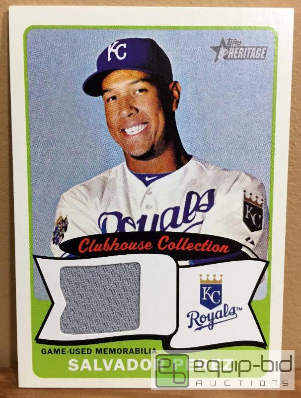 lot 1007 image: SALVADOR PEREZ 2014 TOPPS HERITAGE CLUBHOUSE COLLECTION GAME USED JERSEY KANSAS CITY ROYALS MVP
