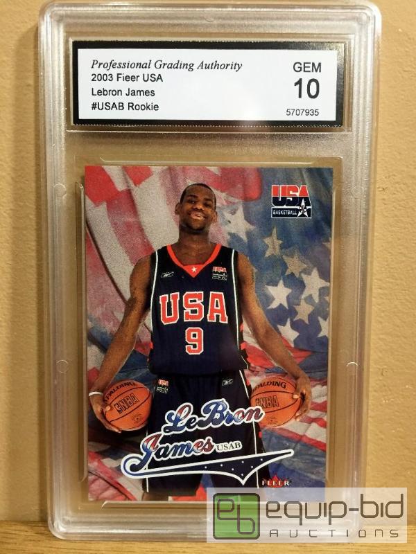 lot 1015 image: LEBRON JAMES 2003 FLEER USA #USAB ROOKIE GEM 10 CAVALIERS