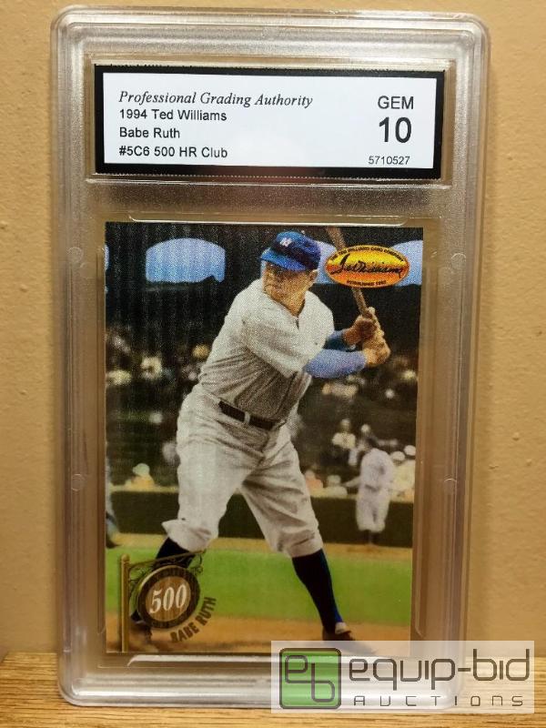lot 1018 image: GRADED GEM MINT 10 - BABE RUTH INSERT CARD - GRADED VALUE $120 - EXTREMELY RARE - AMAZING CARD