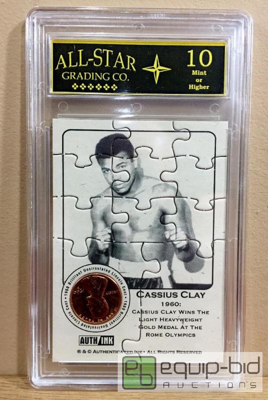 lot 1021 image: MUHAMMAD ALI 1960 COIN PUZZLE TEST CARD GRADED GEM MINT 10 Less Than 25 EVER MADE - $200