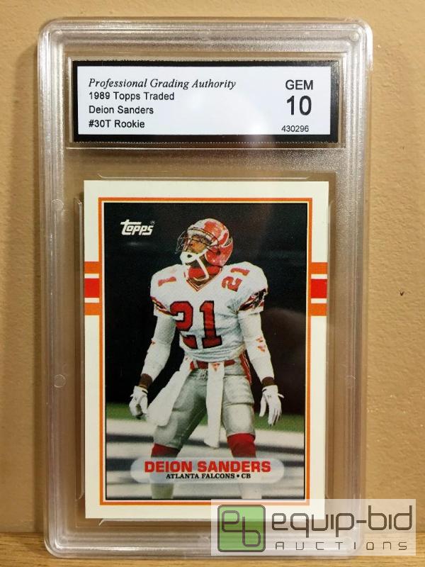 lot 1028 image: DEION SANDERS 1989 TOPPS TRADED #30T ROOKIE GEM 10 THE FALCONS