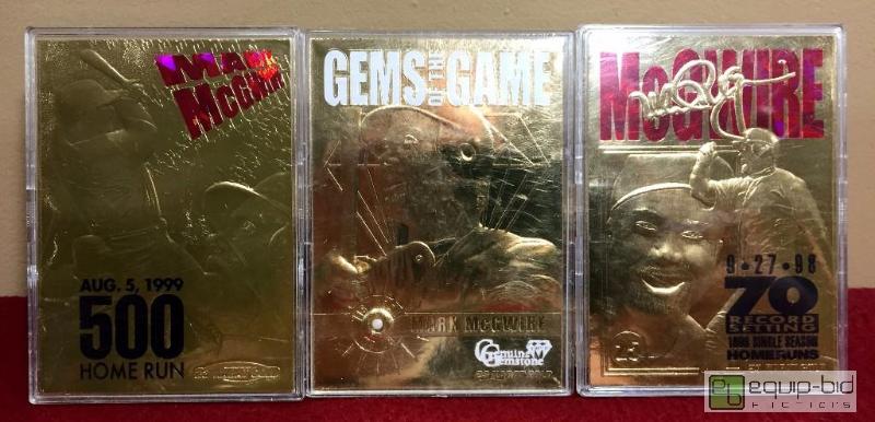 lot 1035 image: (3) AMAZING MARK McGWIRE 23KT. GOLD CARDS - EXTREMELY RARE HISTORICAL RELEASES - HR RECORD 