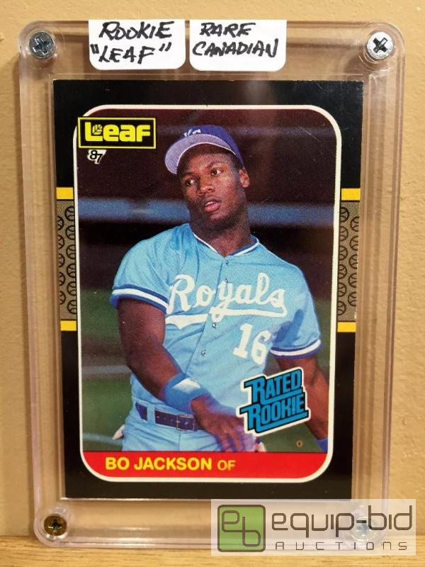 lot 1040 image: EXTREMELY RARE 1987 BO JACKSON LEAF ROOKIE BASEBALL CARD - MINT CONDITION - IMPOSSIBLE FIND