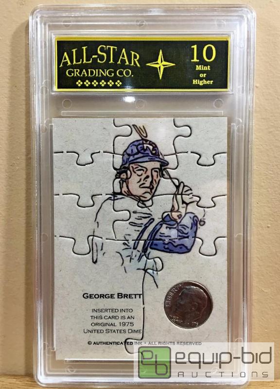 lot 1043 image: GEORGE BRETT 1975 COIN PUZZLE TEST CARD 10c GRADED GEM MINT 10 Less then ever 25 printed $200
