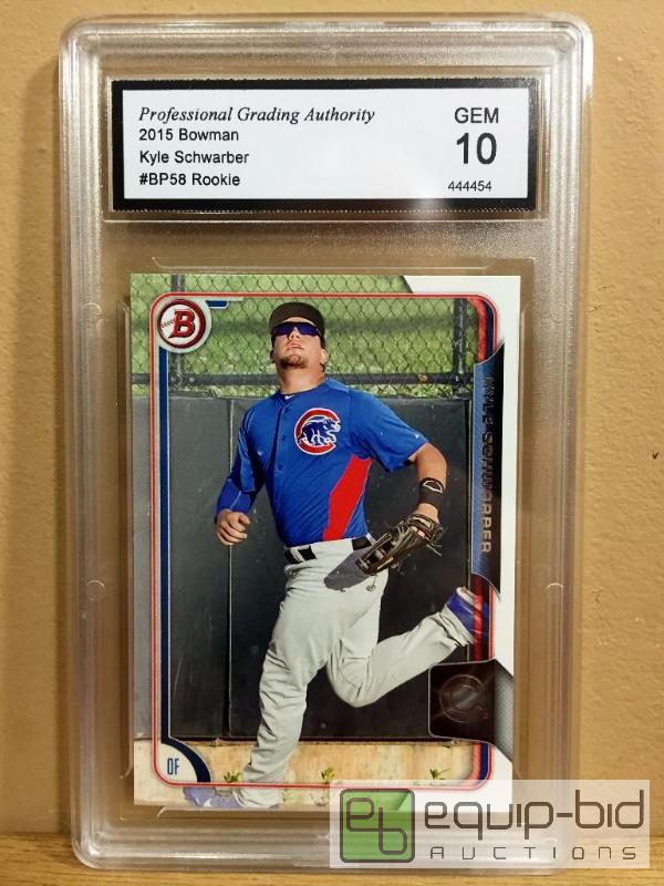 lot 1047 image: 2015 KYLE SCHWARBER BOWMAN ROOKIE CARD CHICAGO CUBS SUPERSTAR ROOKIE GEM MINT 10 VALUE - $100