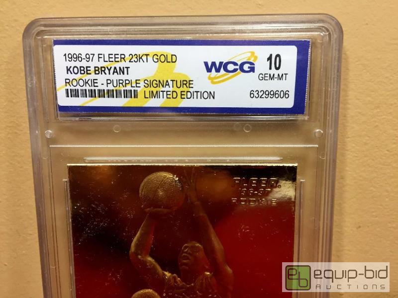 1996-97 Kobe Bryant Fleer 23K Gold Rookie Card #128 Purple Signature WCG Graded Gem Mint 10