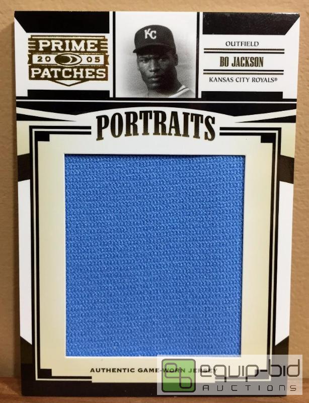lot 1055 image: 2005 Prime Jersey GU Patches Portraits Jumbo Swatch BO JACKSON #d 19489 Royals - HUGE JUMBO JERSEY