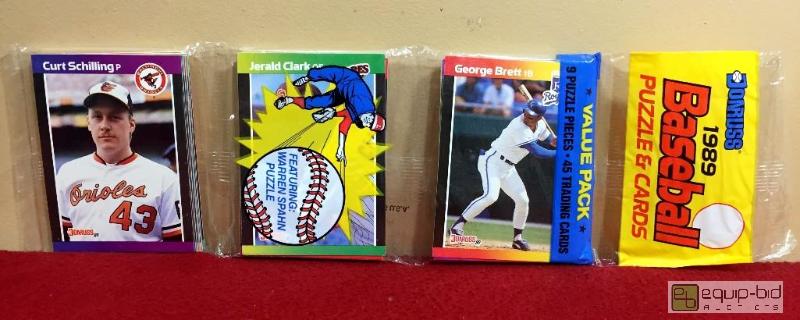 lot 1057 image: RARE 1986 TOPPS RACK PACK WITH GEORGE BRETT & CURT SCHILLING ROOKIE SHOWING ON FRONT