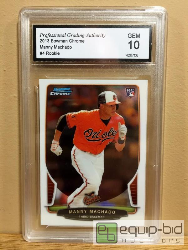lot 1075 image: MANNY MACHADO 2013 BOWMAN CHROME #4 ROOKE GEM 10 ORIOLES