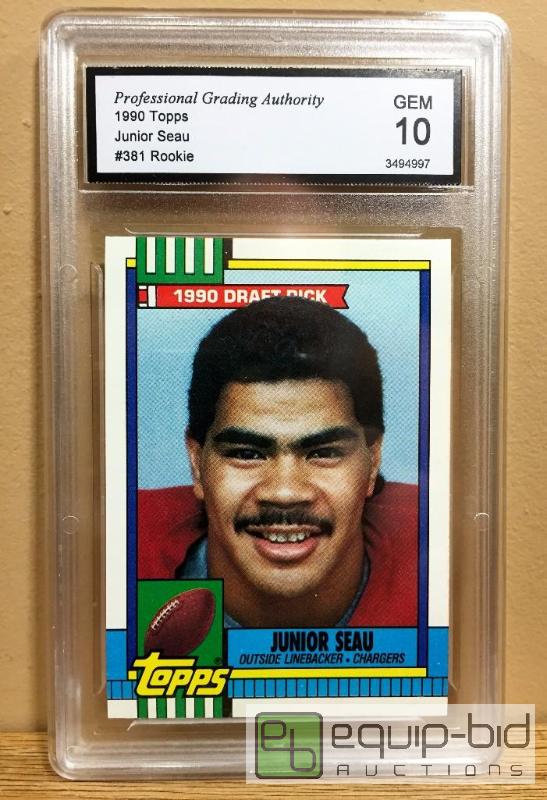 lot 1076 image: JUNIOR SEAU 1990 TOPPS #381 ROOKIE GEM 10 CHARGERS