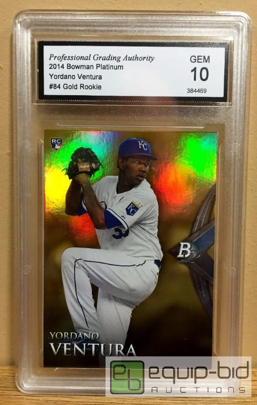 lot 1077 image: YORDANO VENTURA 2014 BOWMAN PLATINUM #84 GOLD ROOKIE GEM 10 ROYALS