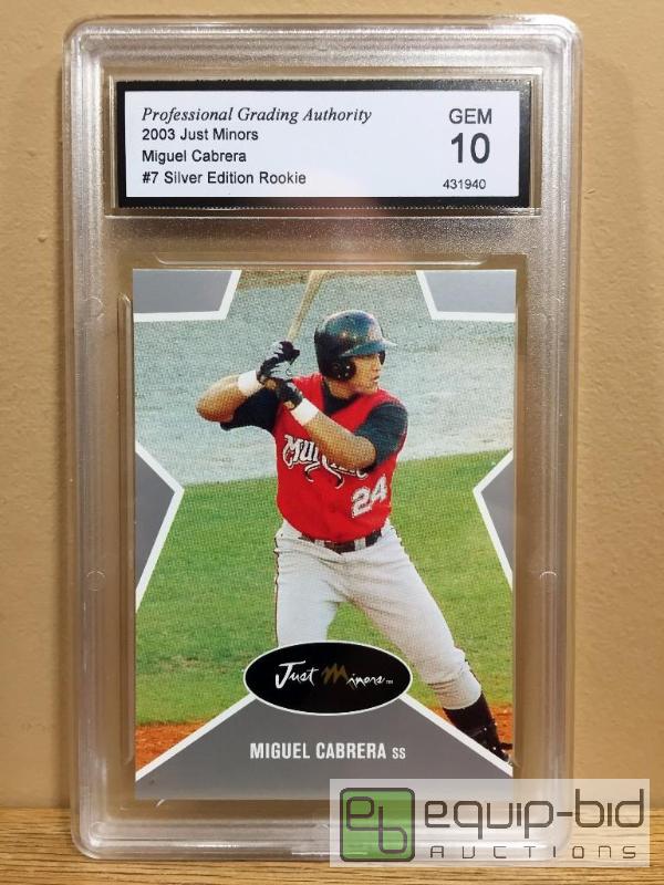 lot 1081 image: MIGUEL CABRERA 2003 JUST MINORS #7 ROOKIE GEM 10 DETROIT TIGERS