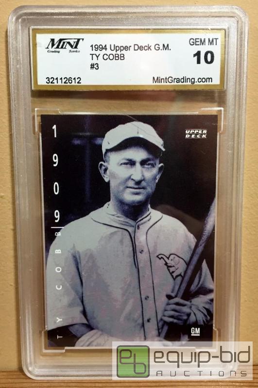 lot 1084 image: 1994 Ty Cobb 1909 Upper Deck G.M. Mint Grading Grade 10