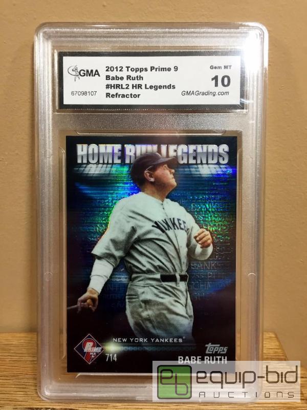 lot 1088 image: BABE RUTH TOPPS PRIME REFRACTOR INSERT CARD - GRADED GEM MINT 10 - AMAZING LOOKING CARD