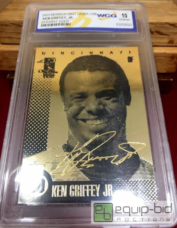 lot 1091 image: KEN GRIFFEY JR 2003 Laser Line Gold 23 KT. Limited Edition - GRADED GEM MINT 10 - GRADED VALUE $110
