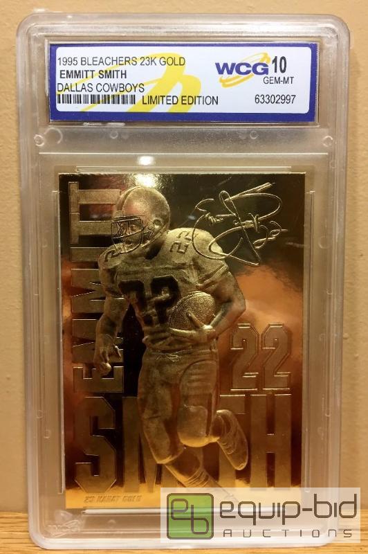 lot 1095 image: EMMITT SMITH 1995 23KT Gold Card NFL Dallas Cowboys GEM MINT 10 - GRADED VALUE - $125