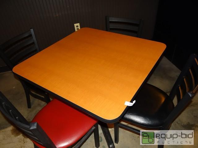 lot 552 image: Faux Maple Top Table With Iron Base