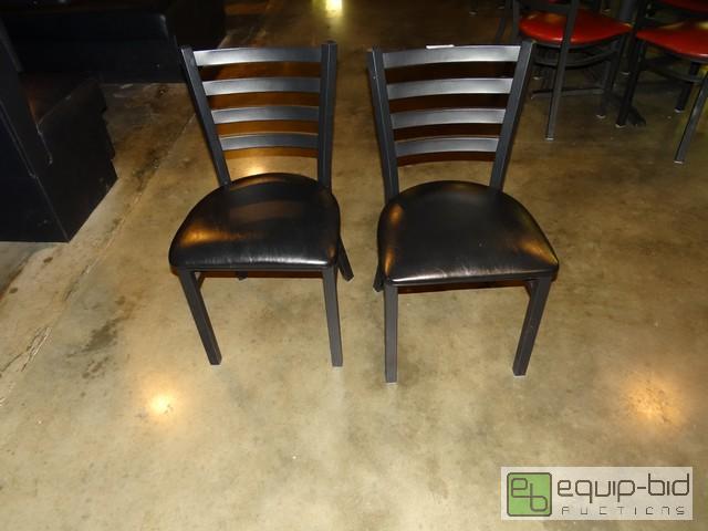 lot 559C image: (3) Metal Frame Dinning Room Chairs With Black Cushion