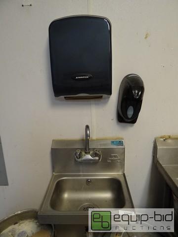 lot 623 image: Advance Tabco Stainless Steel Hand Sink With Paper Towel And Soap Dispenser