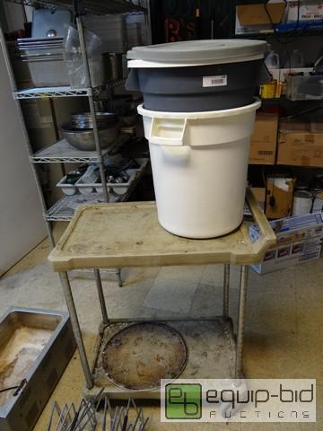 lot 626 image: 2 Tier Plastic Cart With (2) Small Rubbermaid Ingredient Bins