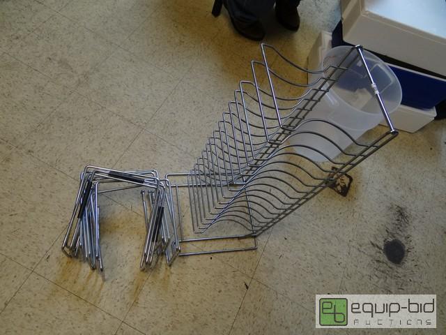 lot 628 image: (8) Stainless Steel Pizza Pan Stands And (1) Pan Rack