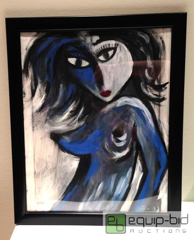 lot 2073 image: Woman in Blue acrylic painting on canvas by Ty
