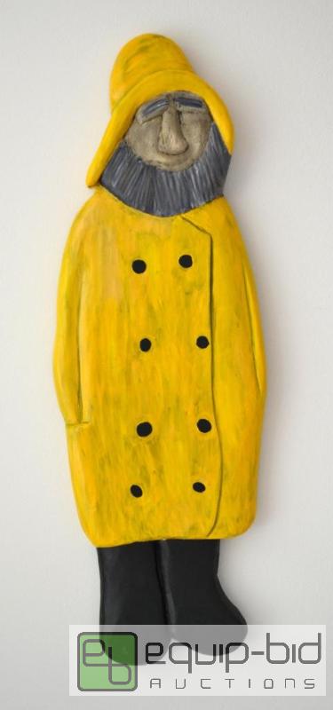 lot 2076 image: Fisherman - 3D painted wall hanging