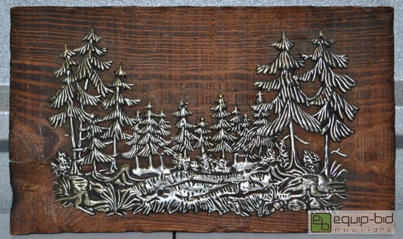 lot 2078 image: Silver colored trees - Carving mounted on wood