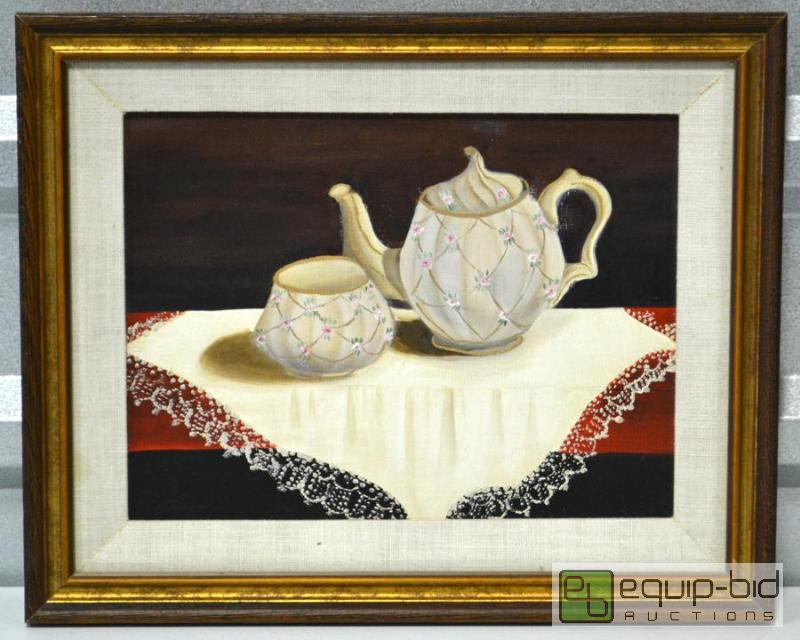 lot 2080 image: Original Painting - Teapot and Cup on Table