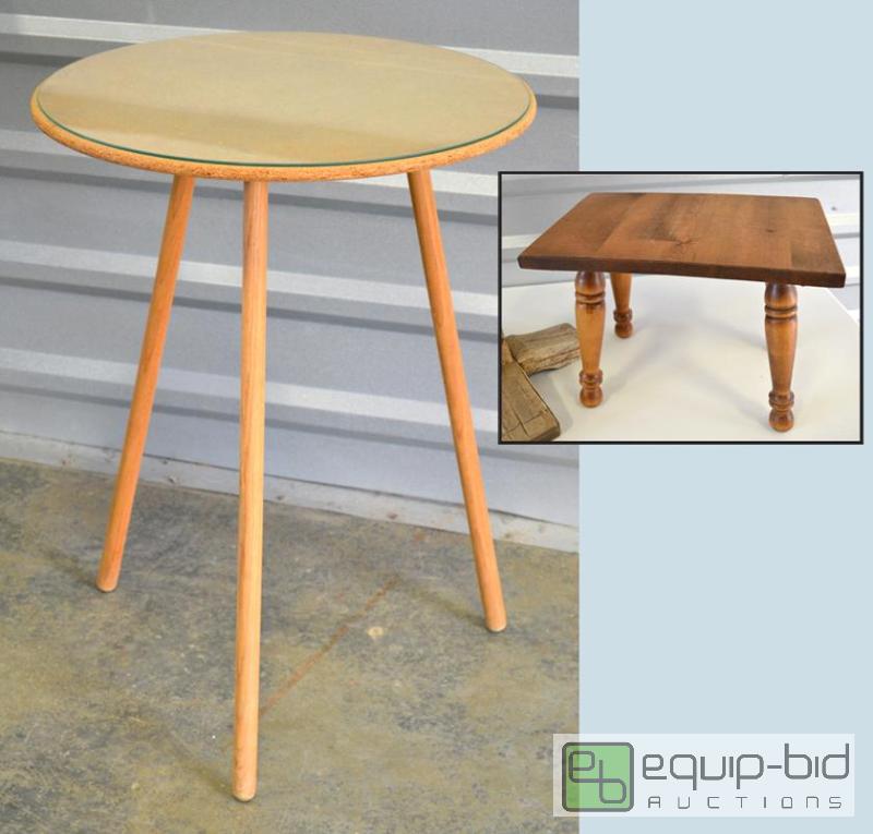 lot 5032 image: Wooden Table with Glass Top and Foot Stool