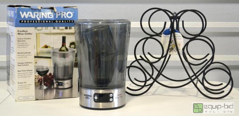 lot 5081 image: Waring Pro Wine Chiller and 6 bottle wine rack