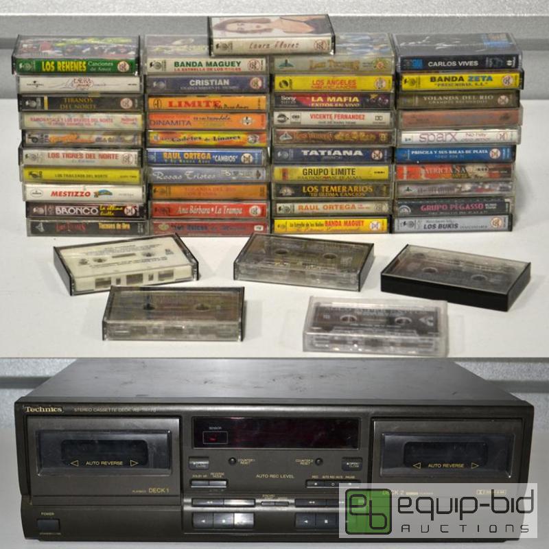 lot 5102 image: 46 Spanish Music Cassette Tapes and Cassette Tape Player
