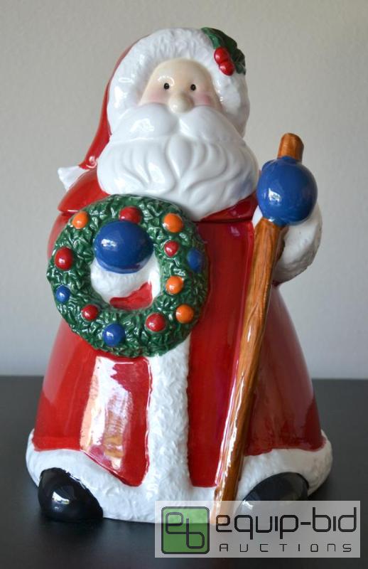 lot 6110 image: Santa with Staff and Wreath Cookie Jar