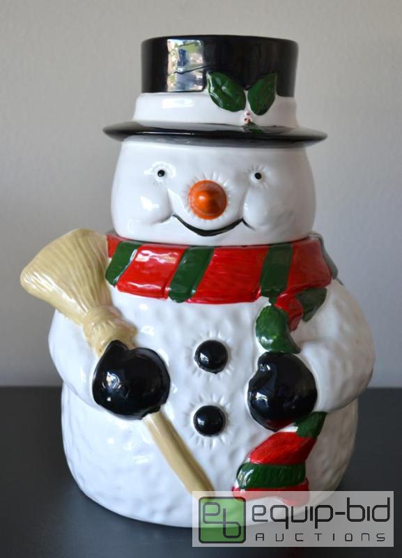 lot 6111 image: Snowman with Broom Cookie Jar