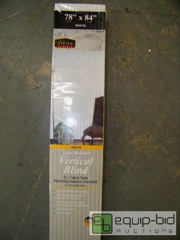 lot 1090 image: Living Accents White Light Blockout Vertical Blind