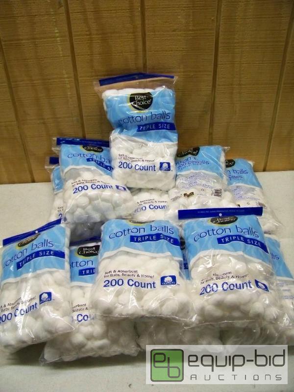 lot 1216 image: 12 Bags of 200 Triple Sized Cotton Balls