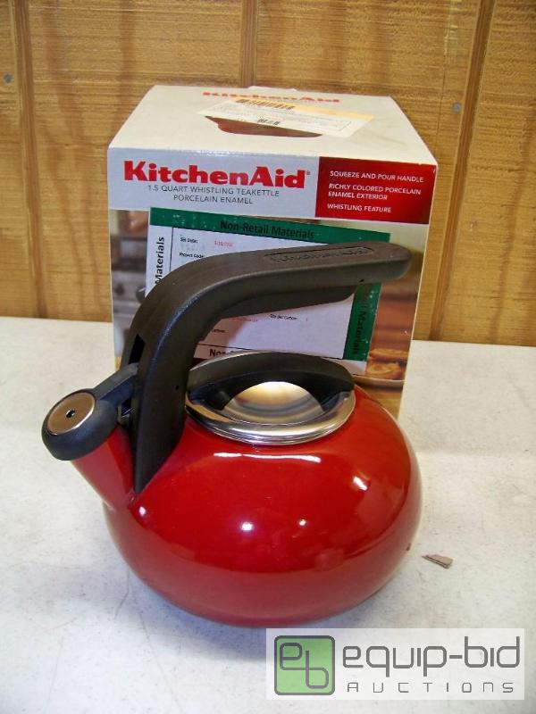 lot 1247 image: Red Kitchen Aid Whistling Tea Kettle