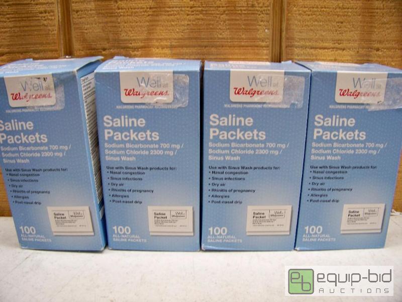 lot 1281 image: 4 Boxes of 100 Walgreens Saline packets for Sinus Wash