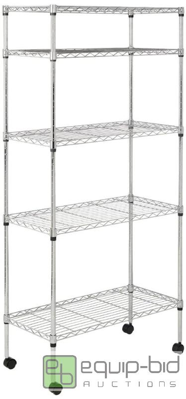 lot 1455 image: Amazonbasics 5 Shelf Shelving Unit on Wheels