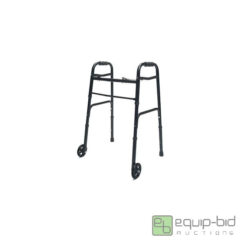 lot 1484 image: Lumex Dual Release Folding Walker with 5 Wheels