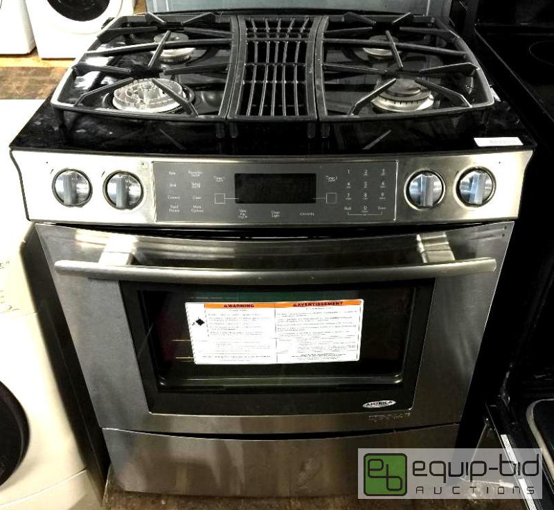 lot 1404 image: Jenn-Air 30  4.3 cu ft Stainless Steel Slide-In Gas Downdraft - LIST PRICE $2,699