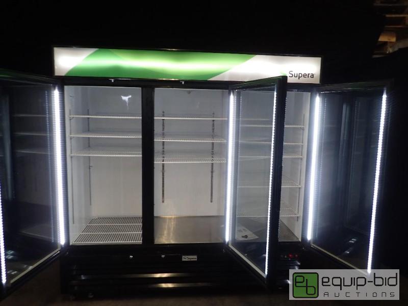 lot 7108 image: Supera 81 Black Glass Three-Door Merchandiser (G3M-70-B-1)