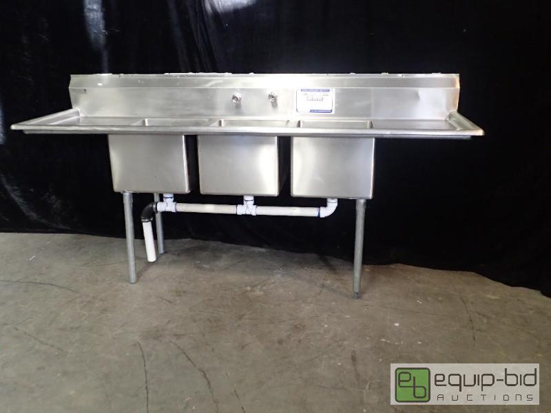 lot 7149 image: Stainless Steel Three Bay Sink