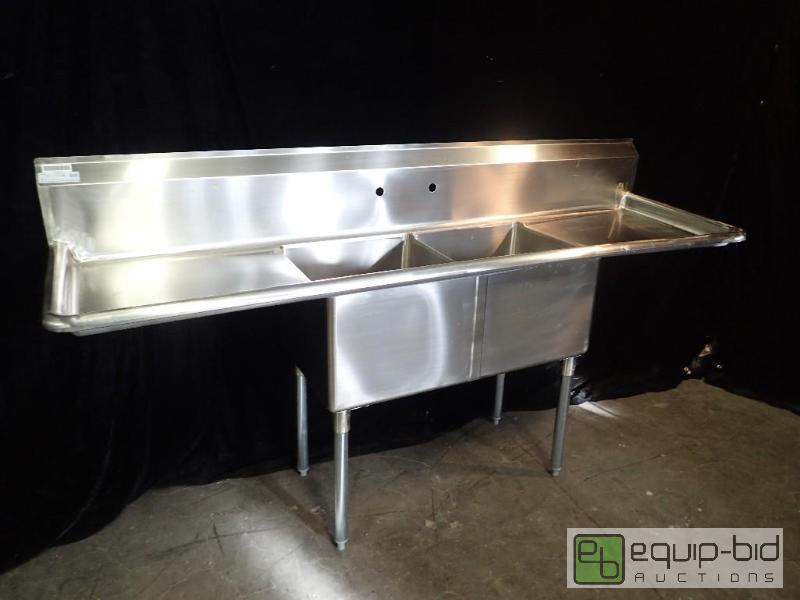 lot 7154 image: Stainless Steel Two Bay Prep Sink