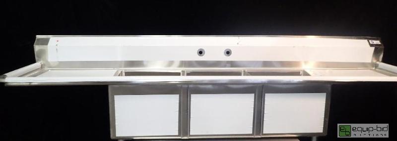 lot 7155 image: Stainless Steel Three Bay Sink