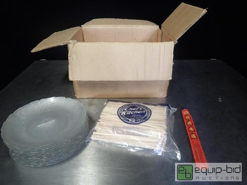 lot 7208 image: Lot of 8 Plates, Popsicle Sticks and Chop Sticks