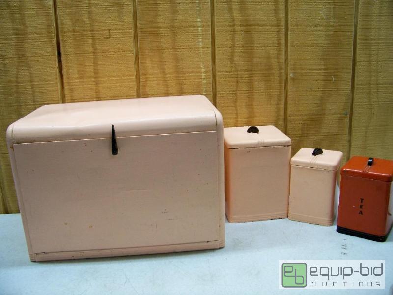 lot 1027 image: Mid Century Kreamer Bread Box and Canister Set